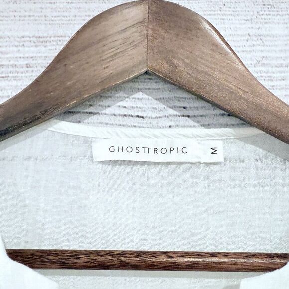 Ghosttropic White Short Sleeve Tunic Dress Size Medium Vacation Beach Cruise - Picture 11 of 11